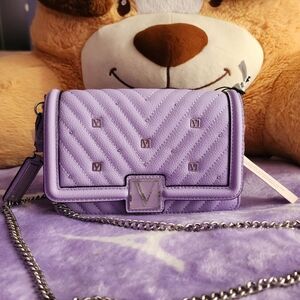 Victoria's Secret Lavender Quilted Crossbody with Silver Chain
